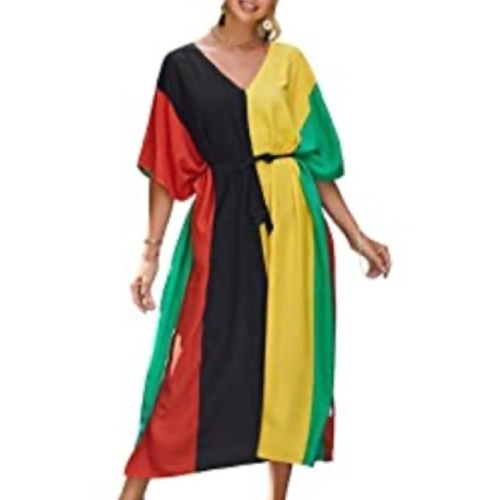 Women's Kaftan Maxi Dress with Belt